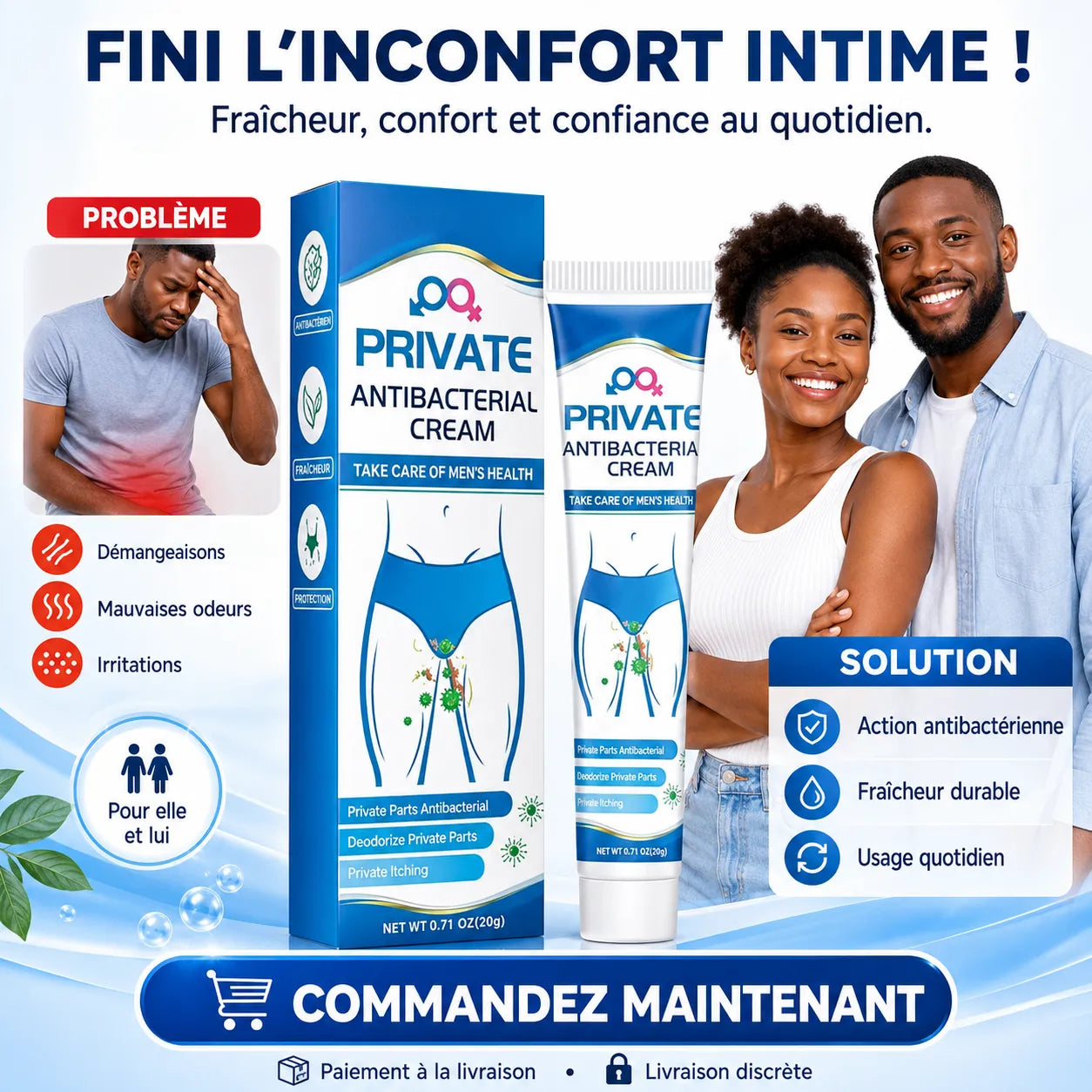 Crème Intime Antibactérienne – Fraîcheur & Confort GN